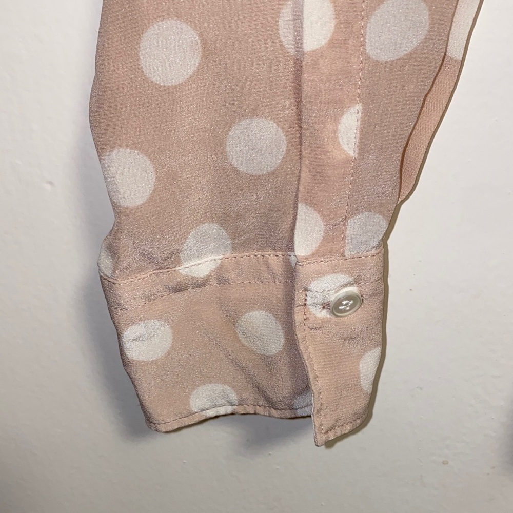 Hartford Alternative Classics 1979 Size 3 Tan Polka Dot Silk Blouse - Picture 9 of 13